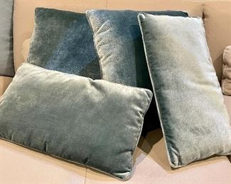 Item 103:  Set of Four Blue Velour Pillows:  $65                                                                    Largest - 20" x 20"