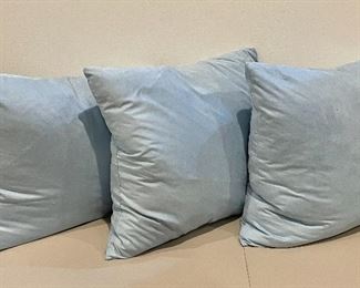 Item 104:  Set of 3 Pale Blue Down Pillows - 22" x 22":  $45/Each  