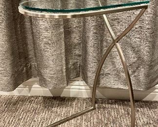 Item 112:  Chrome & Glass Side Table:  $18