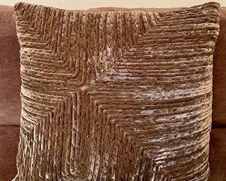 Item 114:  (2) Dransfield & Ross Velvet Down Pillow - 24" x 24": $45/$38 for the pillow with the condition issue 