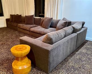 Item 16:  Plush (6) Piece Down Mohair Sectional - Super Comfortable!!! 195.5"l x 28"w x 23.5"h (each armless section is 48"):  $2795