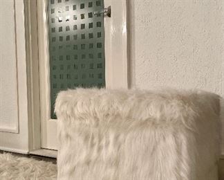 Item 30:  Faux Fur Storage Cube on Wheels (White) - 22"l x 19"w x 18"h: $38