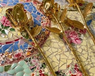 Item 26:  (3) Gold Roses:  $14