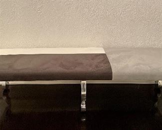 Item 34:  Suede Color Block Bench with Chrome Legs - 60.5"l x 20.5"w x 14"h: $365