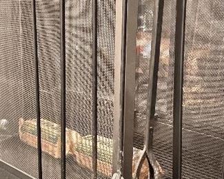 Item 155:  Fireplace Tools (please note that the brush on the left is quite used:  $65