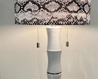 Item 39:  (2) Decorative Lamps with Snakeskin Fabric Shades - 32": $125 for pair