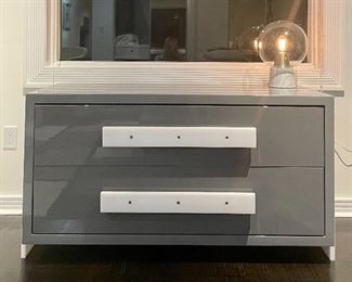 Item 43:  Gray Contemporary Two Drawer Bureau - 50"l x 20"w x 26.5": $325