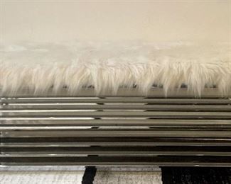 Item 37:  Faux Fur and Chrome Bench - 47"l x 19"w x 17.5"h:  $85