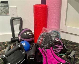 Item 188:  Lot of Gym Equipment including 2 Foam Rollers:  $52