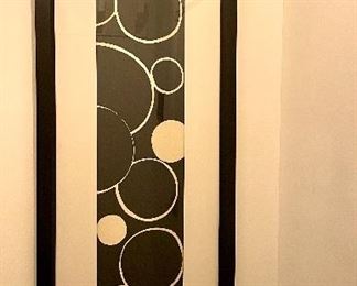 Item 50:  "Circles" Black and White Framed Art- 23.5" x 59.5": $225