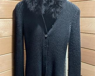 Item 223:  Giorgio Armani Sweater with Fur Collar (size 42): $68