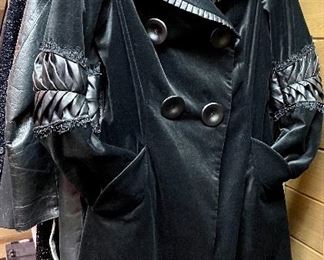 Item 231:  Lie Sang Bong, Paris (Korean Designer) - Suede & Leather Coat (Black):  $245