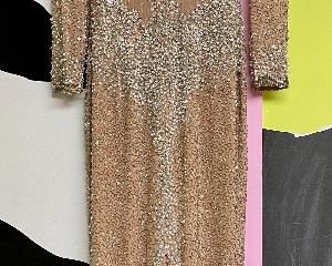 Item 233:  Vintage Gold Beaded Gown: $125