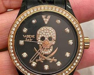 Item 166:  Vintage Vabene Italy Pirate Skull Watch: $75