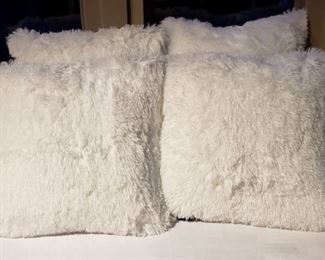 Item 263:  Set of 4 White Faux Fur Pillows: $40