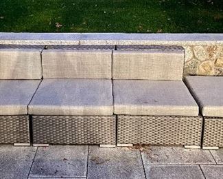 Item 282:  Jaavan 3 Piece Wicker Sectional Sofa with Ottoman:  $795