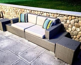 Item 283:  Jaavan 2 Piece Wicker Sectional with 2 Side Tables:  $695