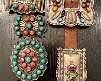 Item 258:  Don Lucas, Sterling Silver and Semi-Precious Stone Belt: $695                                                                                                                Item 259:  David Reeves, Navajo Vintage Sterling Silver Belt: $695                                                                                                 