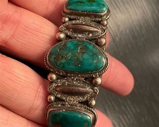 Item 260:  Vintage Perry Short, Navajo, Sterling Silver and Turquoise Cuff: $845