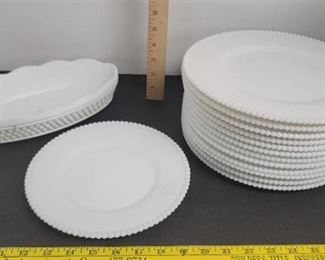 Vintage Westmoreland beaded edge milk glass plates