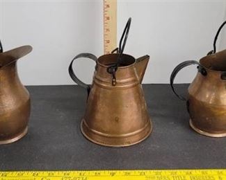 3 Copper Pitchers Made In Turkey