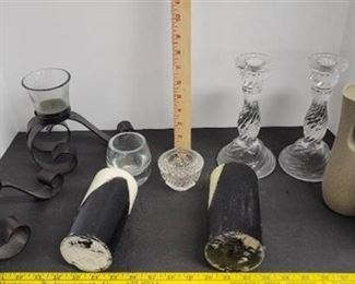 Candles, candles stick holders & (2) airwick automatic spray