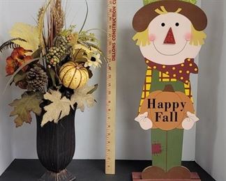 Happy fall scarecrow & fall theme flower vase