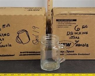 (12) Core glassware drinking jars w/handles
