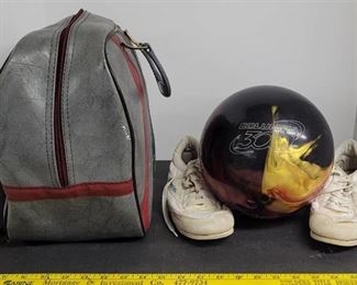 Columbia 300 WD bowling ball, bowling shoes & bag