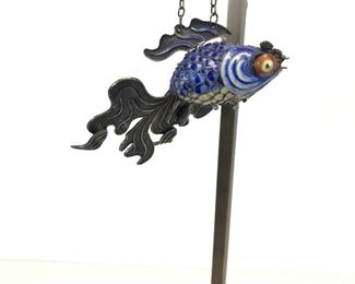 Blue Enamel Koi Fish Pendant