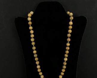 Yellow Dendritic Opalite 22" Beaded Necklace
