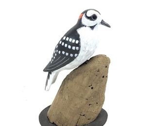 David Rhodes Downy Woodpecker Decoy - Fingerprinted & Signed D.C. Rhodes 2010