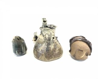 MCM Abstract Hand Made Studio Pottery Sculptures - 3 Pieces