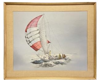 Signed 1966 Royce Lummus Sailboat Painting