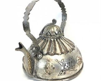 Vintage Turkish Silver Plated Tea Kettle