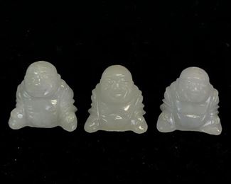 White Jade Buddha Pendants - Lot Of 3