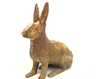 Antique Cast Iron Bunny Rabbit Doorstop - 11-3/4" Tall