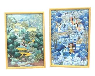 1960s Framed Indonesian Jungle Scene Acrylic Paintings - Signed