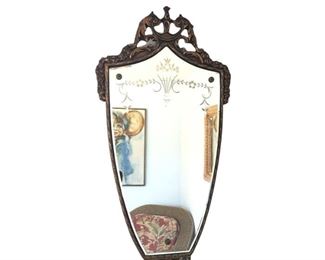 Antique 1929 Federal Style Shield Shaped Eagle Wall Mirror
