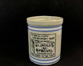 Early 1900s Wm. J. Moxley Oleomargarine Advertising Crock By A.D. Graham & Co.