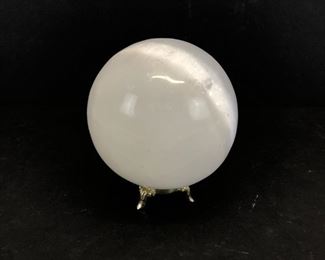 White Cat's Eye Sphere With Stand