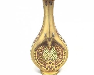 Turkish Pasabahce Gilded Art Glass Vase - Signed & Numbered