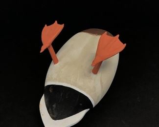 Pencil Signed & Dated Belly Up Wood Duck Decoy