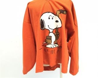 1958 Snoopy Hockey Jersey, Orange Mesh - Size XL - Made In USA