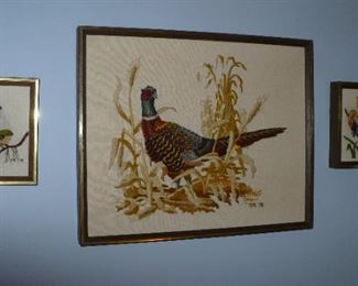 HAND MADE YARN PHEASANT PICTURES
