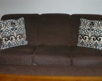 BROWN SOFA AND MATCHING LOVE SEAT