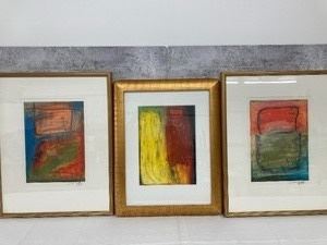 3 Vibrant Abstract Paintings - Signed by the artist 1991