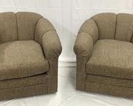 Vintage Wool Herringbone Arm Chairs by Leathercraft