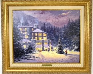 Thomas Kinkade Framed Signed and Numbered "Christmas at the Ahwahnee" on Canvas- Limited Edition