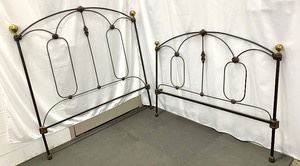 Antique Iron Bed w/ Decorative Headboard and Footboard 